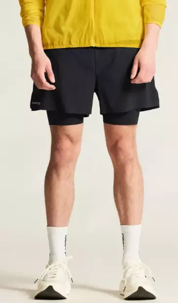 Craft Hypervent 2-in-1 Shorts miesten treenishortsit musta - Miesten juoksuvaatteet - C17282-9990 - 1