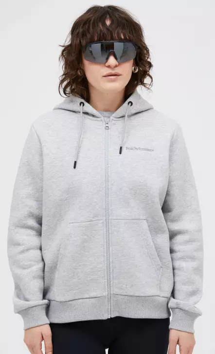 Peak Performance Original Small Logo Zip Hood naisten hupparitakki harmaa - Naisten urheilupaidat ja hupparit - G79587050 - 1