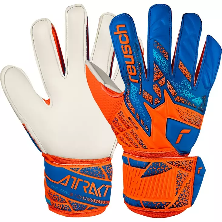 Reusch Attrakt Solid JR maalivahdin hanskat sininen/oranssi - Jalkapallotarvikkeet- ja asusteet - 5572515-2290 - 1