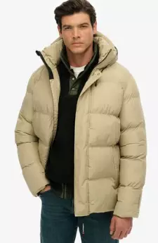 Superdry Hooded 5 Baffle Sports Puffer miesten talvitakki beige - Miesten urheilutakit ja puvut - 50630687490 - 1