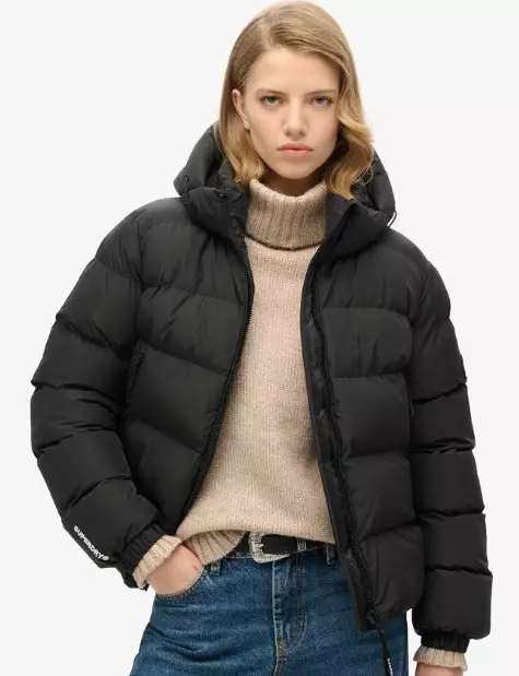 Superdry Hooded Sports Puffer Jacket naisten talvitakki musta - Naisten takit ja puvut - 50630683670 - 1