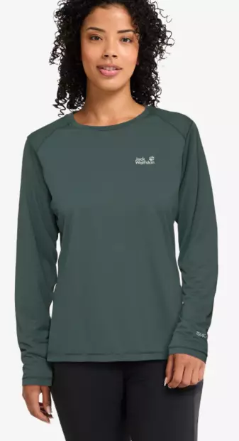 Jack Wolfskin Prelight Suncool LS naisten treenipaita vihreä - Naisten treenivaatteet - 406488665641 - 1