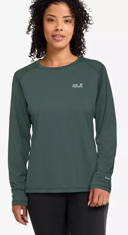 Jack Wolfskin Prelight Suncool LS naisten treenipaita vihreä - Naisten treenivaatteet - 406488665641 - 1