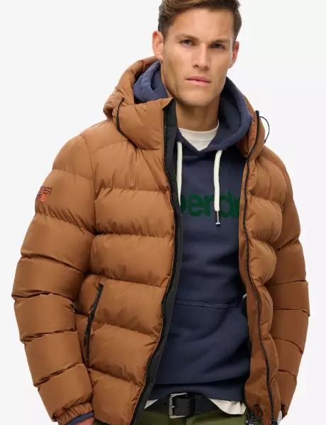 Superdry Hooded Sports Puffer Jacket miesten talvitakki ruskea - Miesten urheilutakit ja puvut - 50630683211 - 1