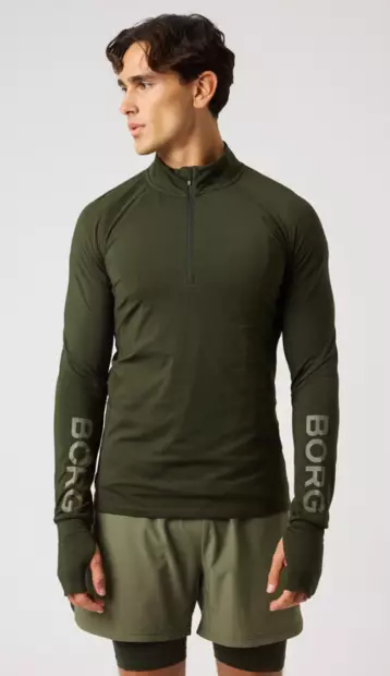 Björn Borg Midlayer Half Zip miesten treenipaita tummanvihreä - Miesten treenivaatteet - 73214659432 - 1