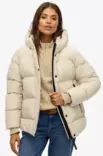 Superdry Hooded 5 Buffle Sports Puffer naisten talvitakki luonnonvalkoinen - Naisten takit ja puvut - 50636344122 - 1
