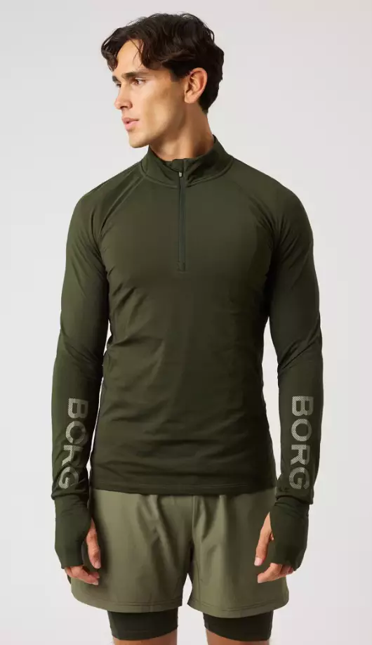 Björn Borg Midlayer Half Zip miesten treenipaita tummanvihreä - Miesten treenivaatteet - 73214659432 - 1