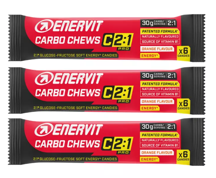 Enervit Carbo Chews energiakarkki appelsiini 3x34g - Lisäravinteet - 8007640909412 - 1
