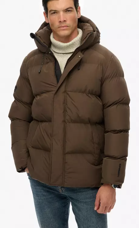 Superdry Hooded 5 Baffle Sports Puffer miesten talvitakki slate brown - Miesten urheilutakit ja puvut - 50630687492 - 1