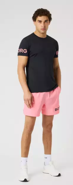 Björn Borg Borg T-Shirt miesten treenipaita musta/pinkki - Miesten treenivaatteet - 73214659393 - 1