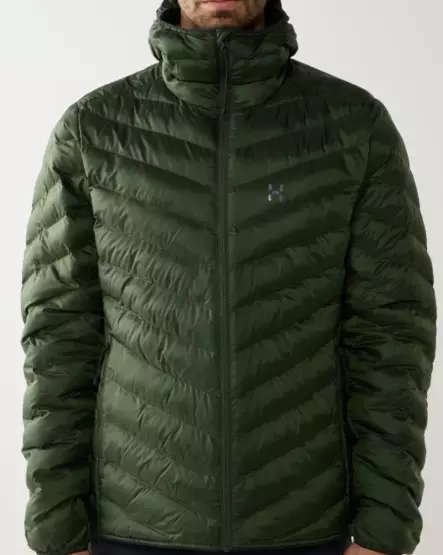 Haglöfs Särna Mimic Hood 2 miesten kevytvanutakki tummanvihreä - Miesten urheilutakit ja puvut - 73188420663 - 1