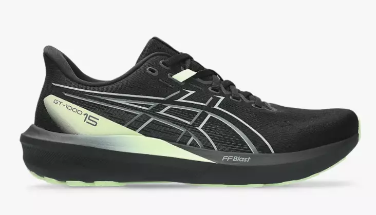 Asics GT-1000 15 miesten juoksukengät musta/vaalea keltainen - Miesten juoksukengät - 1011C230-003 - 1
