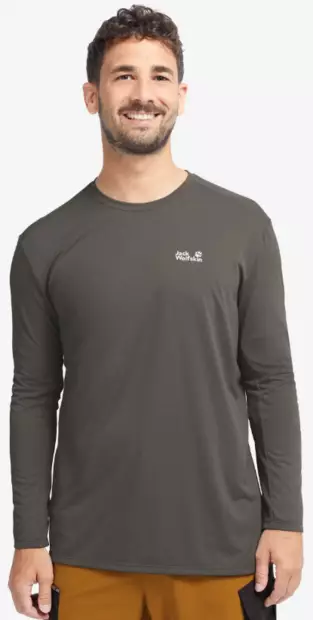 Jack Wolfskin Prelight Suncool LS miesten treenipaita ruskeanharmaa - Miesten treenivaatteet - 40648866575 - 1