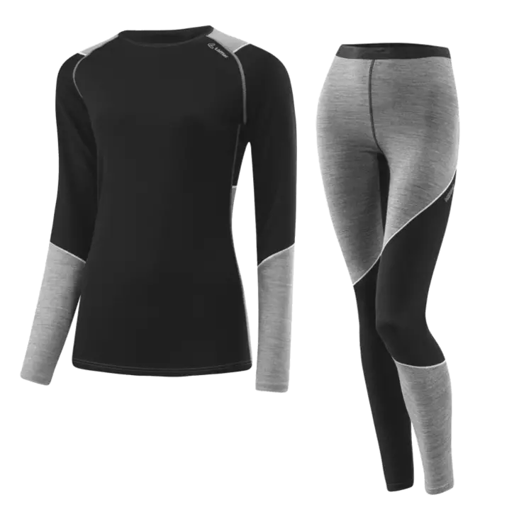Löffler Set Transtex Merino naisten kerrasto black/grey melange - Naisten väli- ja alusasut - 90060639715 - 1