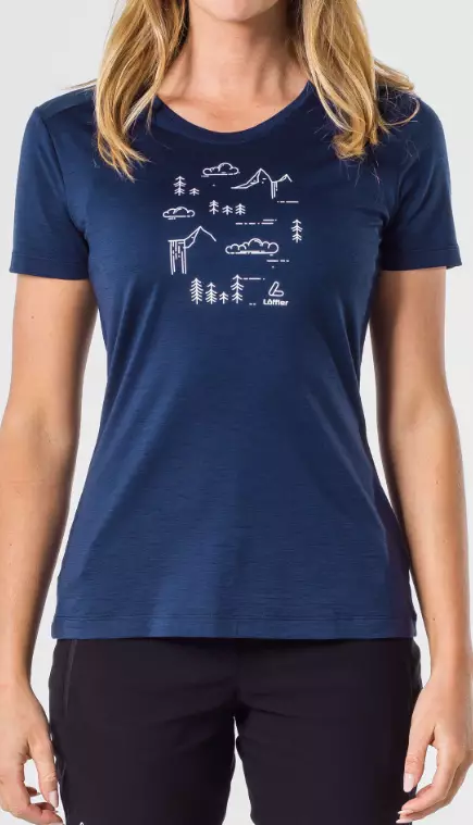Löffler Printshirt Nature Merino Light n - Naisten t-paidat ja topit - 28840-495 - 1