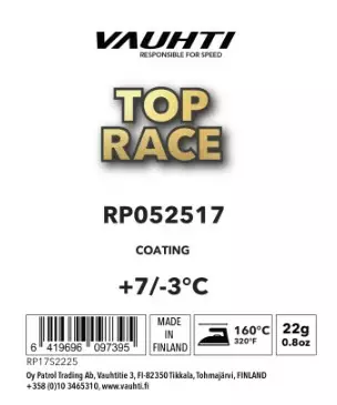 Vauhti TOP RACE VECTOR luistopinnoite 22g +3..-7 - Luistopulverit ja napit - 6419696097395 - 1