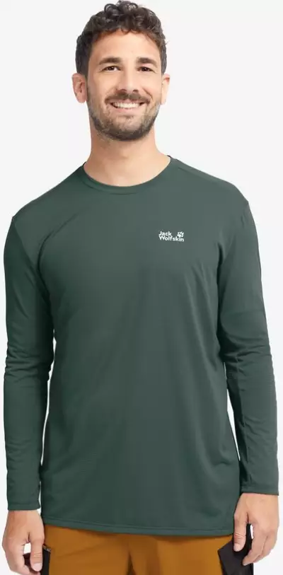 Jack Wolfskin Prelight Suncool LS miesten treenipaita vihreä - Miesten treenivaatteet - 40648867206 - 1