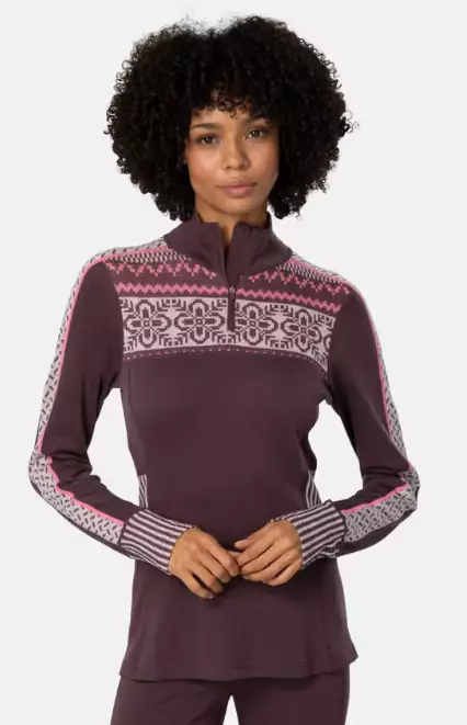 Kari Traa Ines Half Zip naisten merinovillapaita tumma luumu - Naisten väli- ja alusasut - 70486532926 - 1