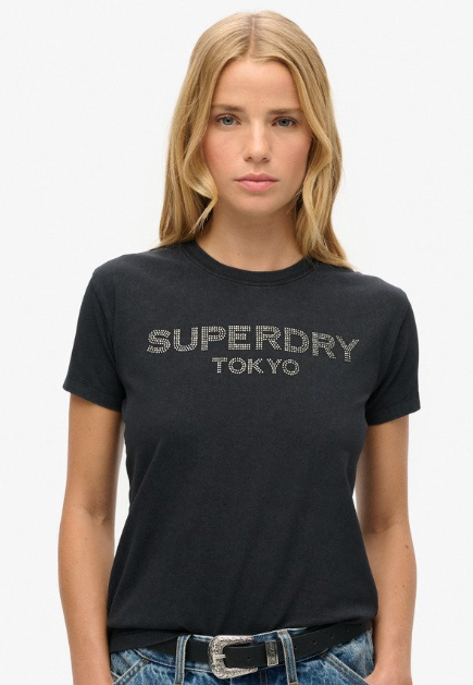 Superdry Sport Luxe Graphic Fitted Tee naisten t-paita musta - Naisten t-paidat ja topit - 50630683516 - 1