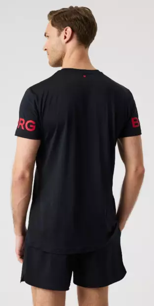 Björn Borg Borg T-Shirt miesten treenipaita musta/punainen - Miesten treenivaatteet - 73214658477 - 2