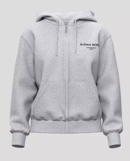 Björn Borg Essential 1 Zip Hoodie naisten hupparitakki harmaa - Naisten urheilupaidat ja hupparit - 73214659457 - 1