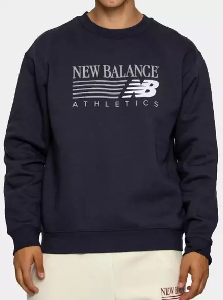New Balance Reimagined Fleece Crew miesten collegepaita tummansininen - Miesten urheilupaidat ja hupparit - 1990622877 - 1