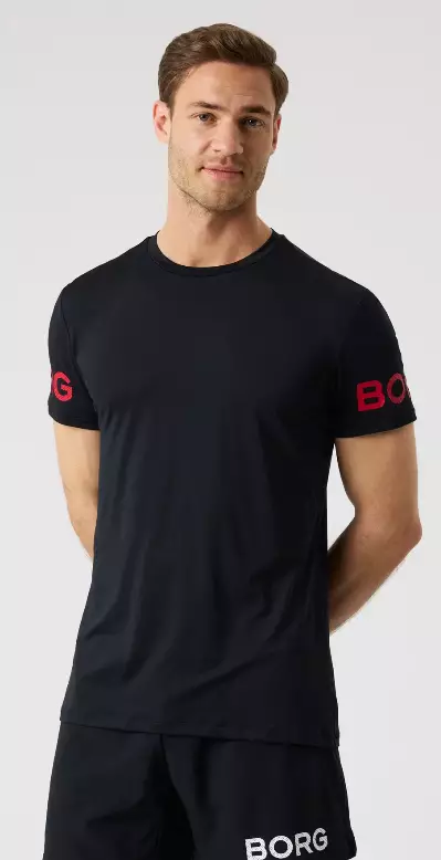 Björn Borg Borg T-Shirt miesten treenipaita musta/punainen - Miesten treenivaatteet - 73214658477 - 1
