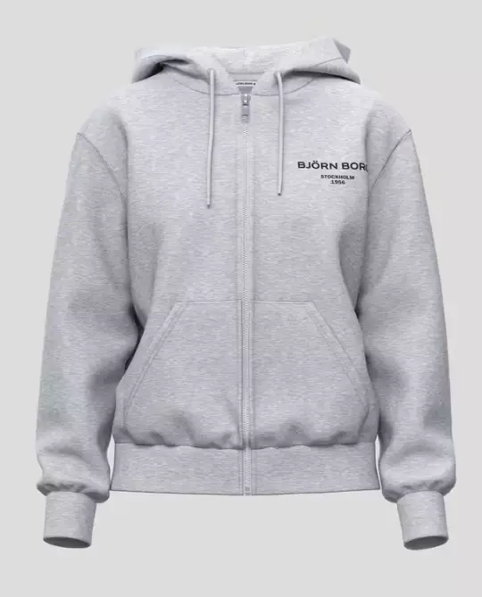 Björn Borg Essential 1 Zip Hoodie naisten hupparitakki harmaa - Naisten urheilupaidat ja hupparit - 73214659457 - 1