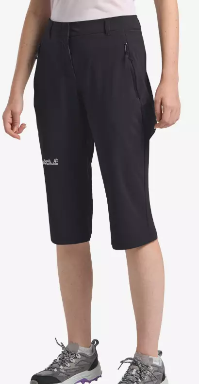 Jack Wolfskin Hikeout 3/4 Pants naisten caprihousut musta - Naisten shortsit, caprit ja hameet - 40648864577 - 1